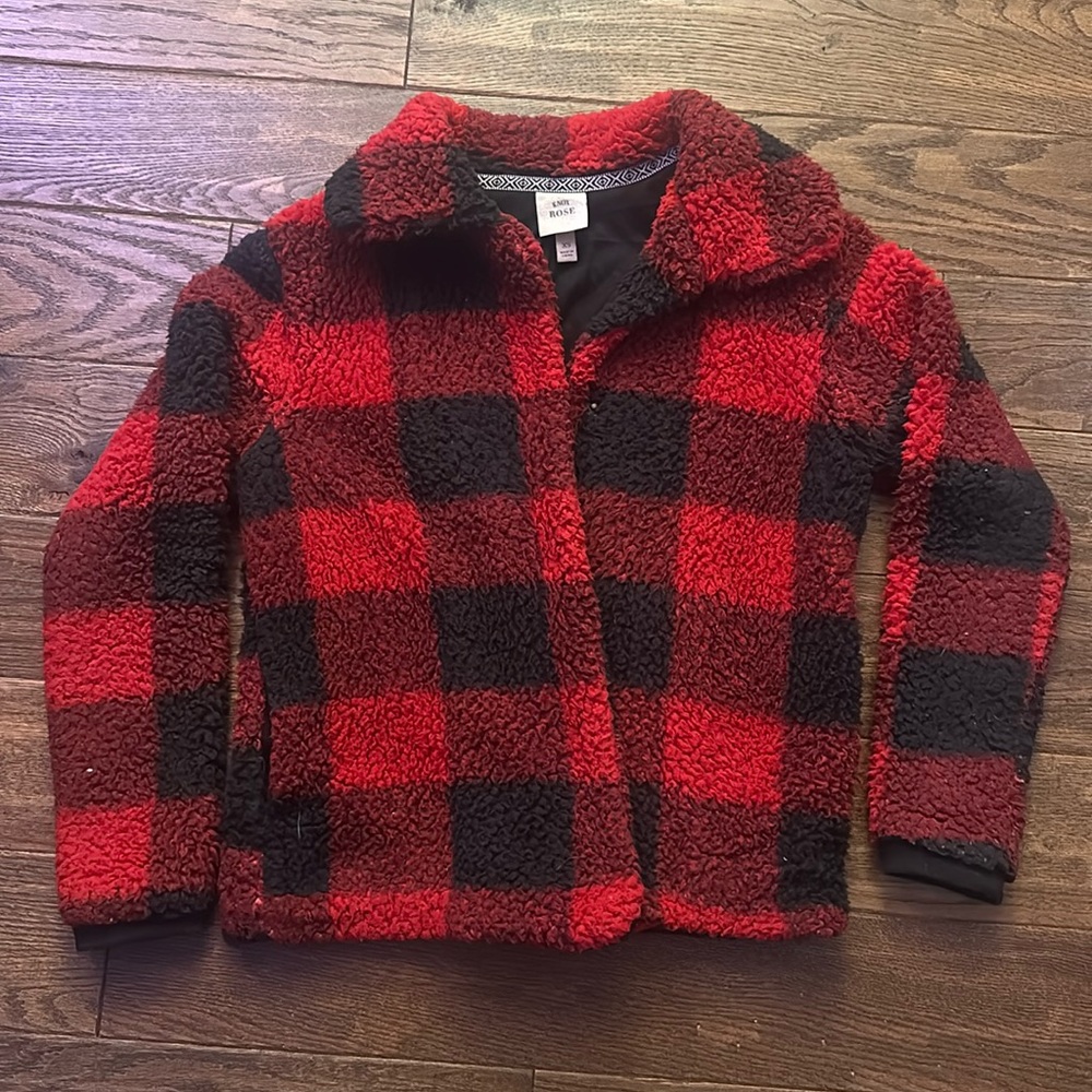 Buffalo plaid fleece jacket